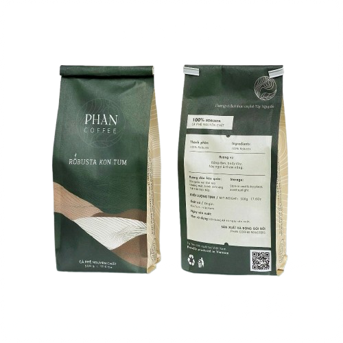 cà phê robusta kon tum nguyên chất rang mộc đậm đà hậu ngọt thơm nồng pha phin pha máy